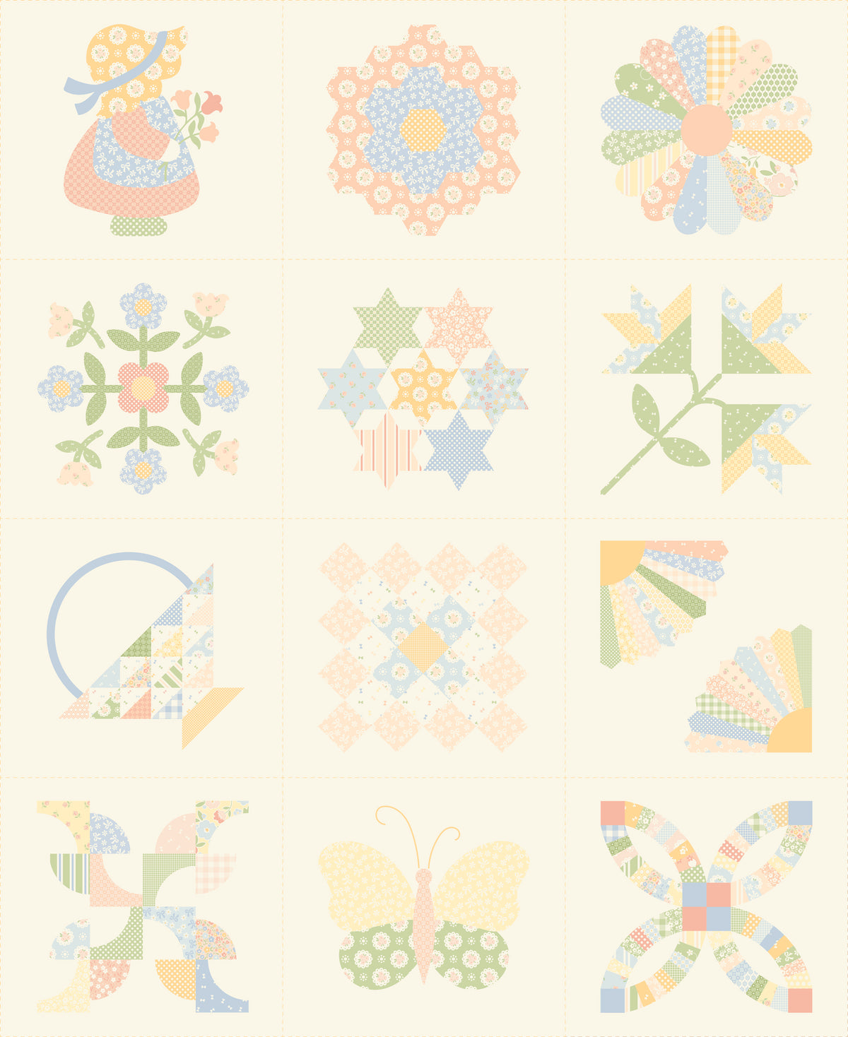 Quilting cotton - Handmade Sweetness - Porcelain - Panel