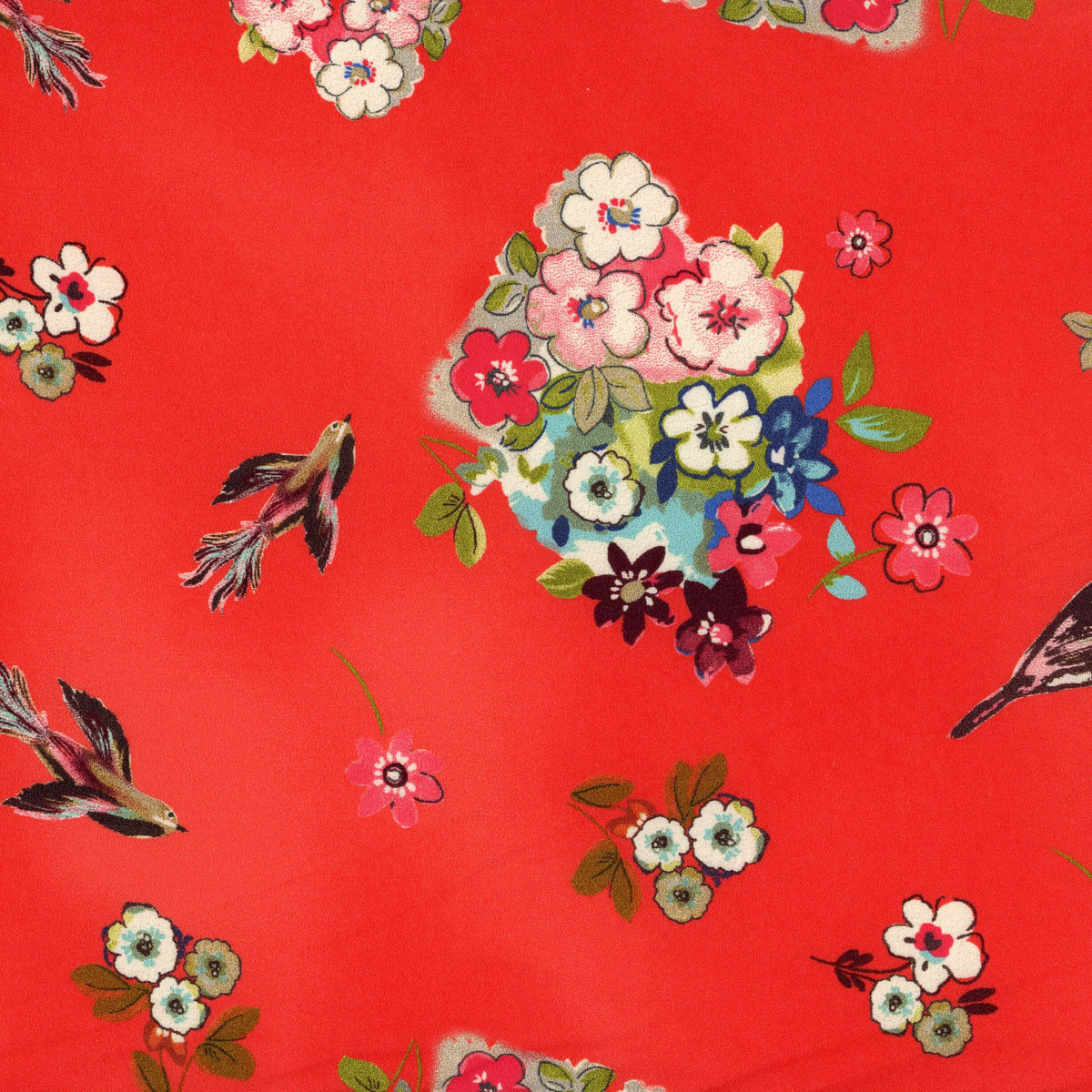 Polyester Crepe de Chine - Red birds