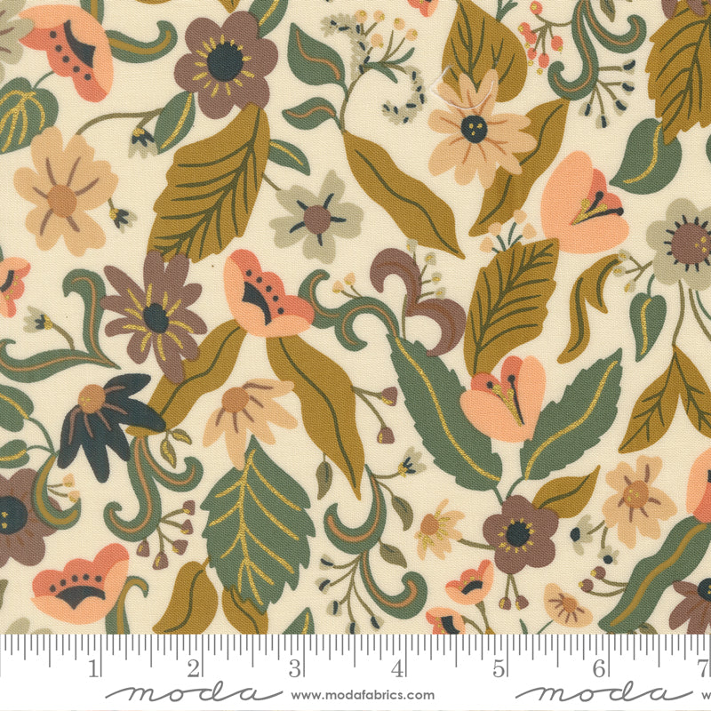 Quilting cotton - Sunset Ruins Metallic - Cream