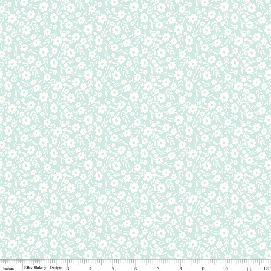Quilting cotton - Little Posies - Aqua
