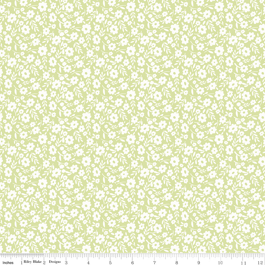 Quilting cotton - Little Posies - Green