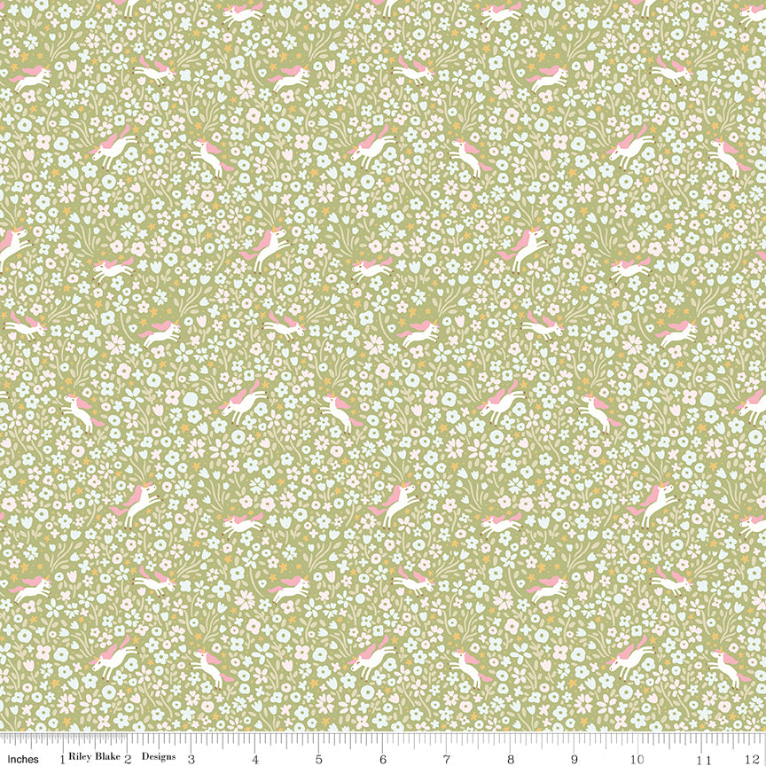 Quilting cotton - Little Posies - Green