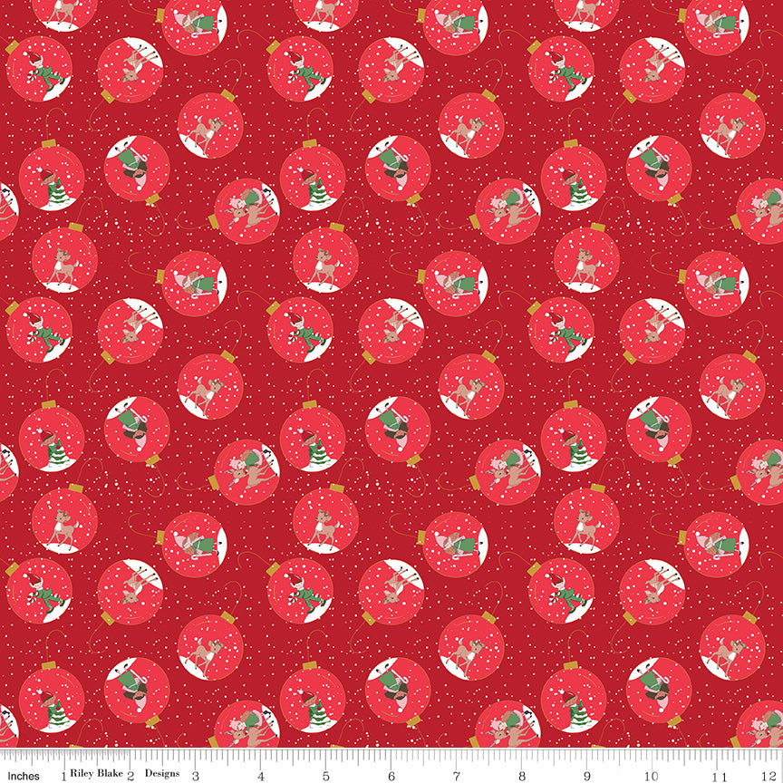 Quilting cotton - Claus & Co - Ornaments - Red Sparkle