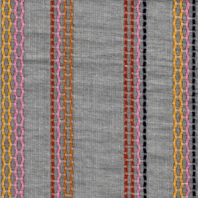 Cotton/rayon embroidered stripes - Gray