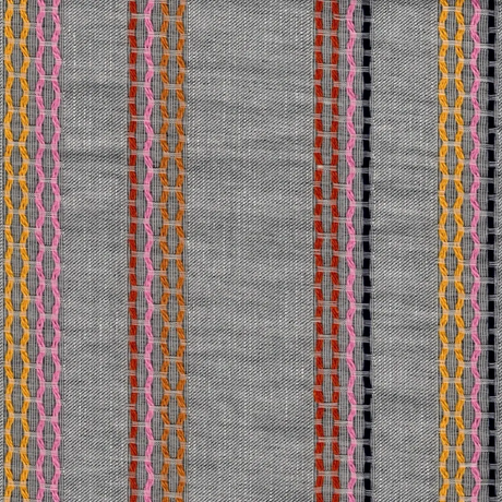 Cotton/rayon embroidered stripes - Gray