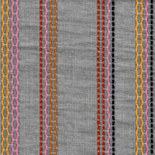 Cotton/rayon embroidered stripes - Gray