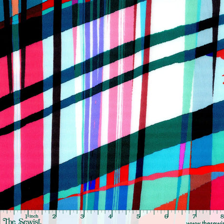 Silk Charmeuse - Abstract Multicolor Stripe