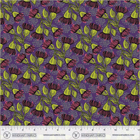 Quilting cotton - Winding Road - Eucalyptus - Grape