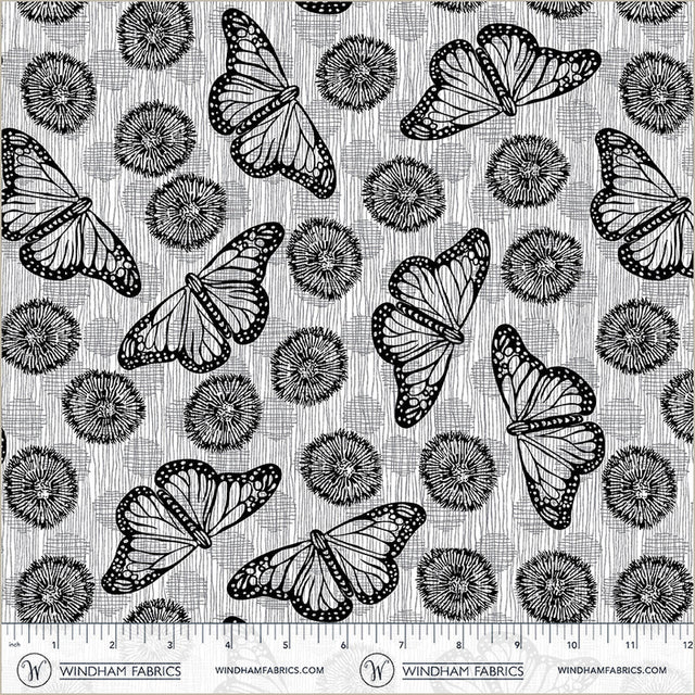 Quilting cotton - Winding Road - Flight - White/Black