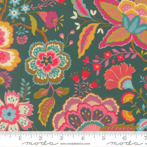 Quilting cotton - Sitara - Jasmine - Dark Teal