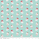 Quilting cotton - Claus & Co - Santa Heads - Blue