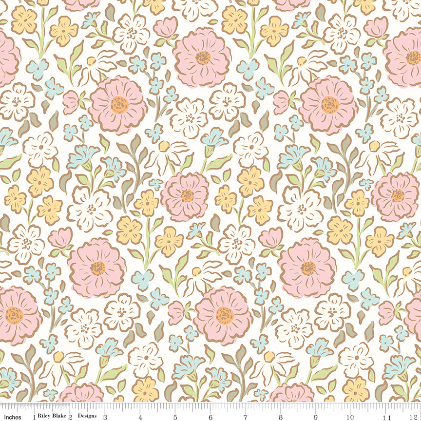 Quilting cotton - Little Posies - Cloud