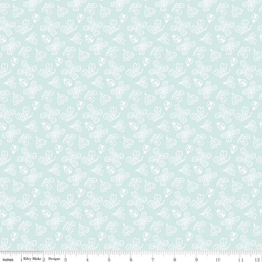 Quilting cotton - Little Posies - Aqua